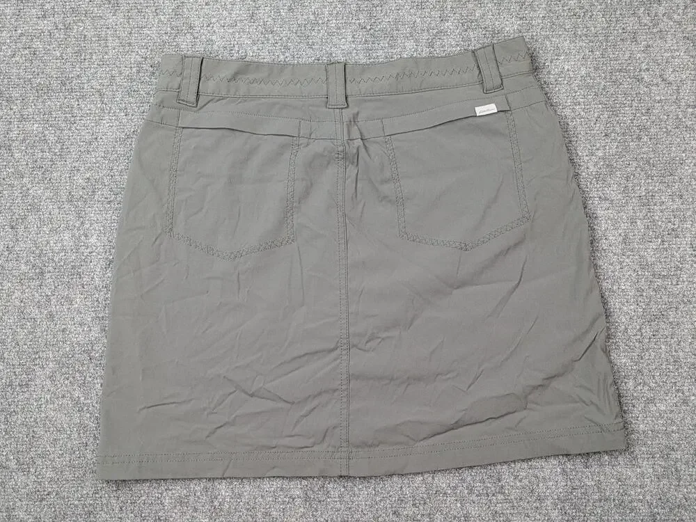 Eddie Bauer Skort Womens 4 Gray Lined Stretch Hiking Outdoor Zip Pocket Active